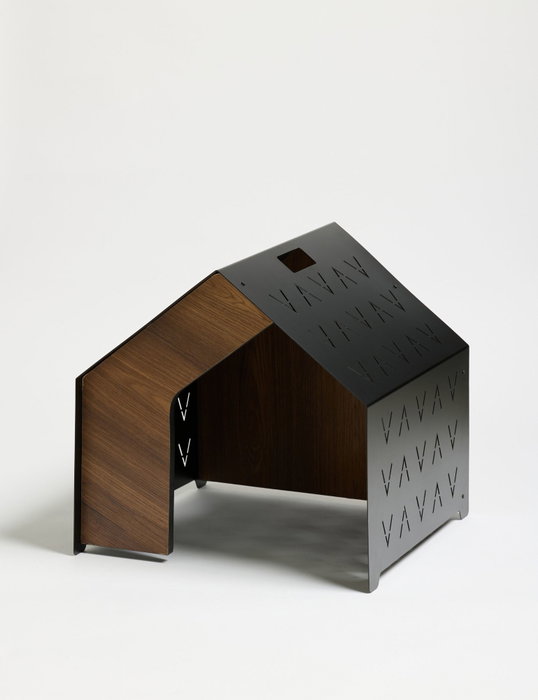 Hanah Home Vidar Black Casa para Mascotas Metal MDF Negro 50x50x50 cm Interior Acogedor y Elegante